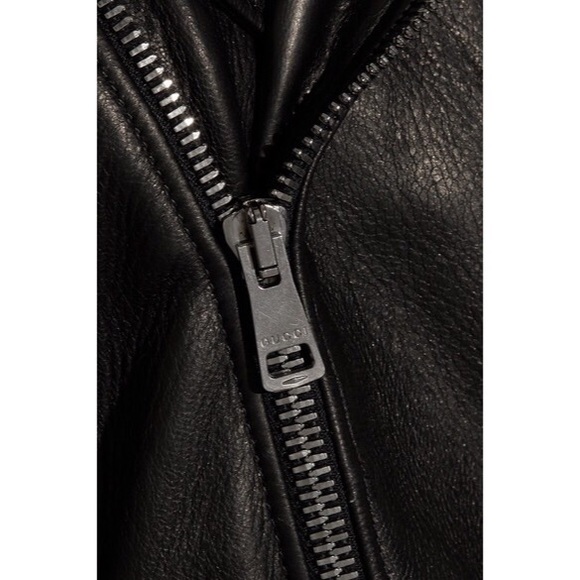 New Black GUCCI Fringe Beaded Leather Biker Jacket - Picture 5 of 5